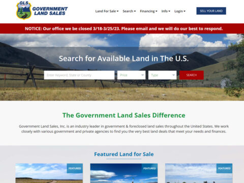 screenshot of government land sales website, showing off the nice clean look