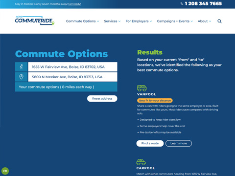 ACHD commuteride commute selector.